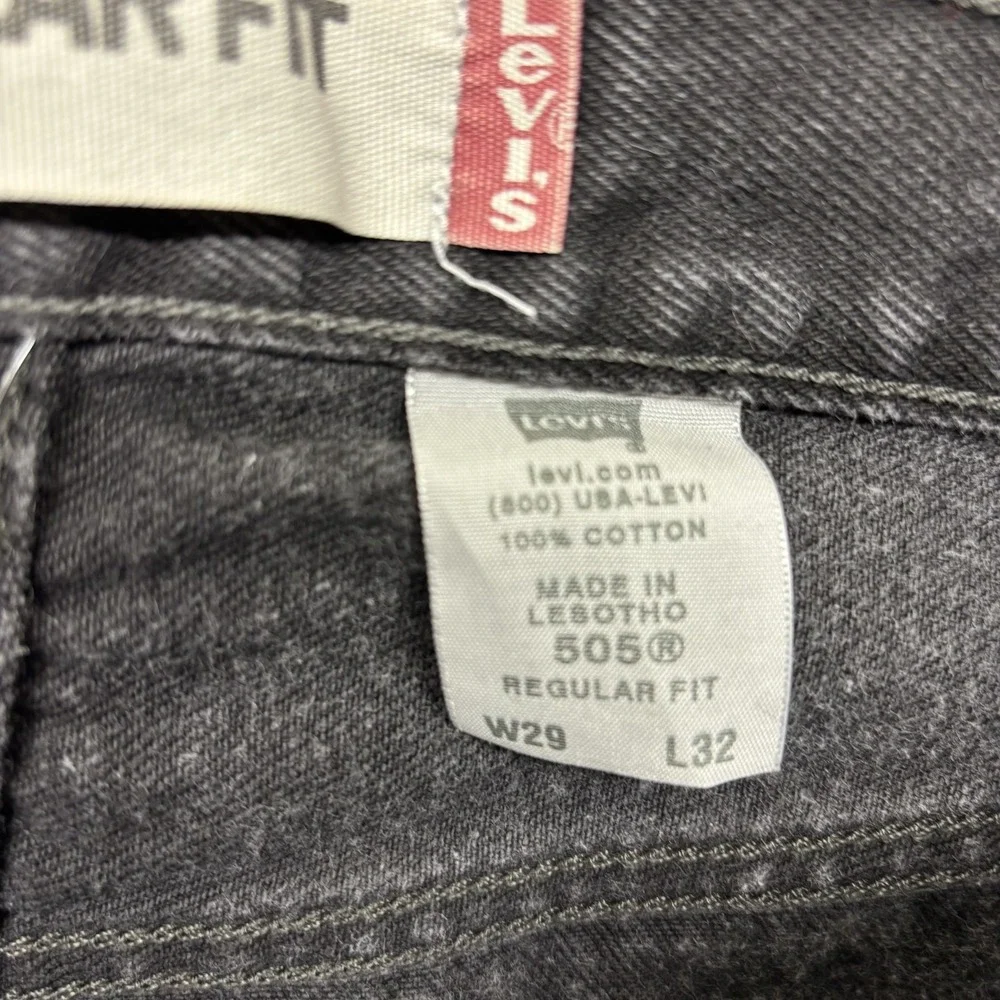 Vintage Levi's 505 Jeans Black 28 x 31 Straight Cotton Zip Lesotho 2006 Denim